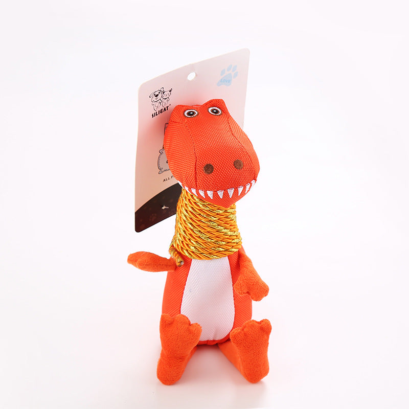 Plush Dinosaur Dog Toy with Sound and Chew Features – view 2