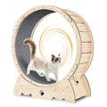 37" Natural Wood Cat Exercise Wheel with Silent Roller & Safety Lock