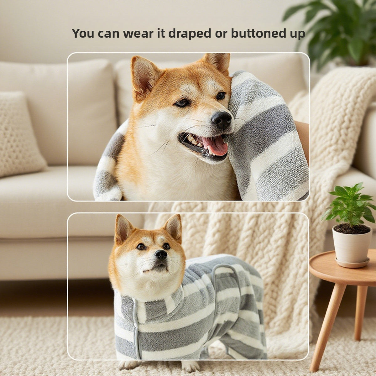 Wearable Absorbent Dog Bathrobe Towel