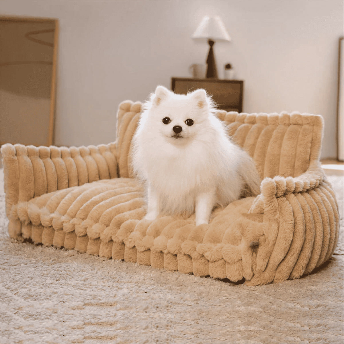 Plush Corduroy Pet Sofa Bed ? Dog & Cat Lounger