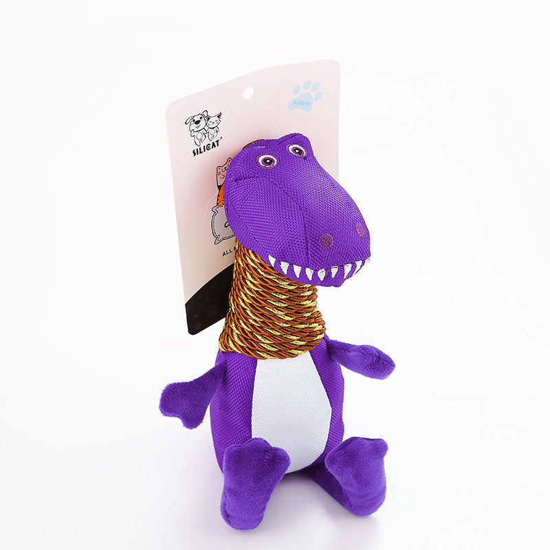 Plush Dinosaur Dog Toy with Sound and Chew Features – view 4