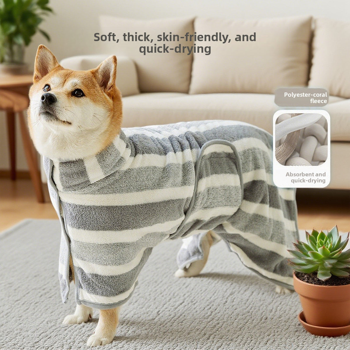 Wearable Absorbent Dog Bathrobe Towel