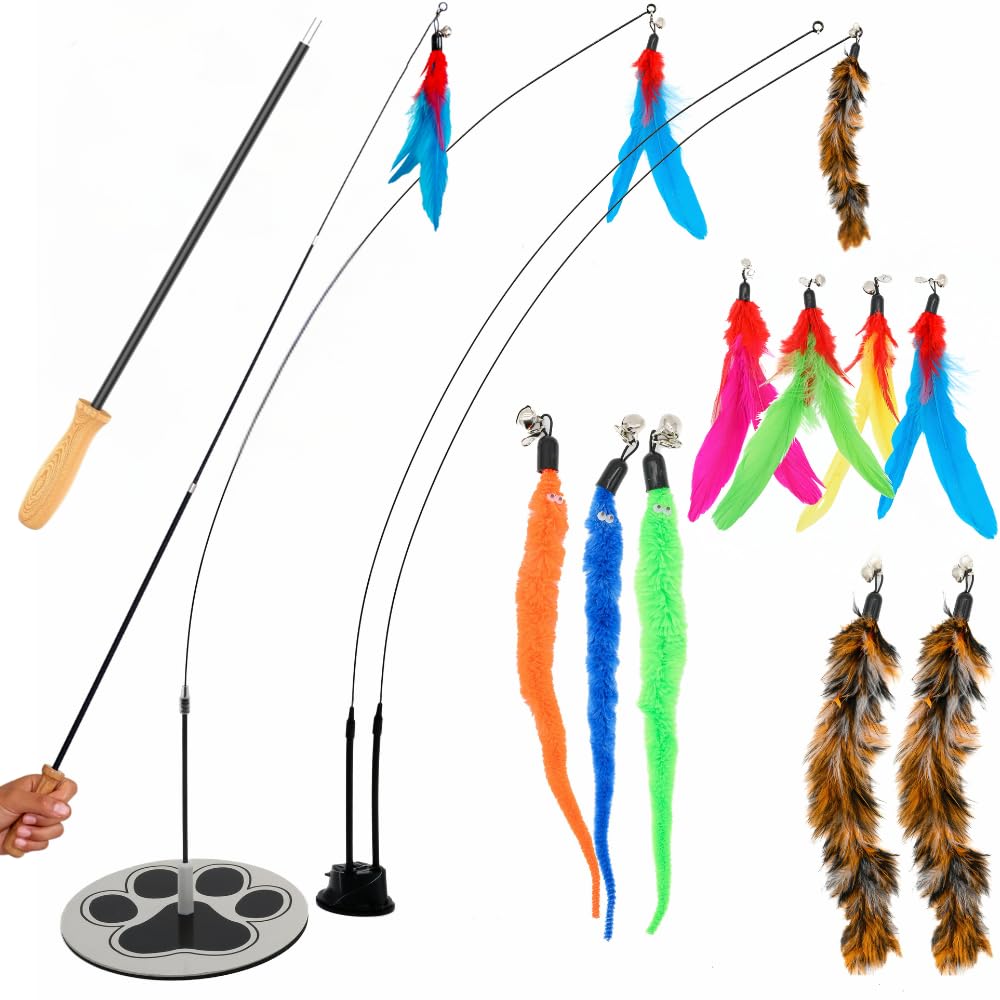 Feather Wand Cat Fishing Pole Toy