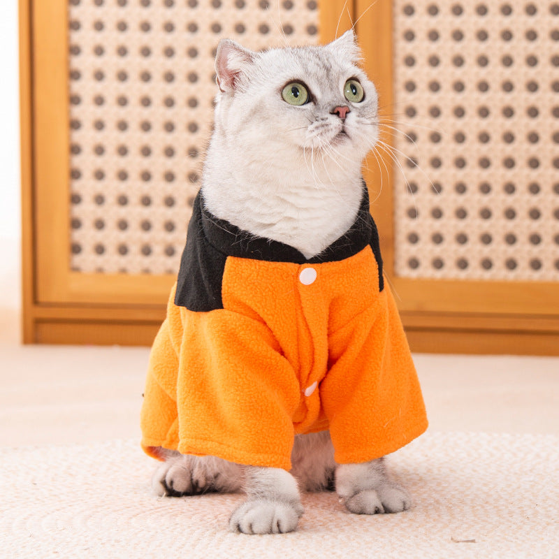 Fleece-Lined Pet Costume, Halloween Pumpkin Design – view 2