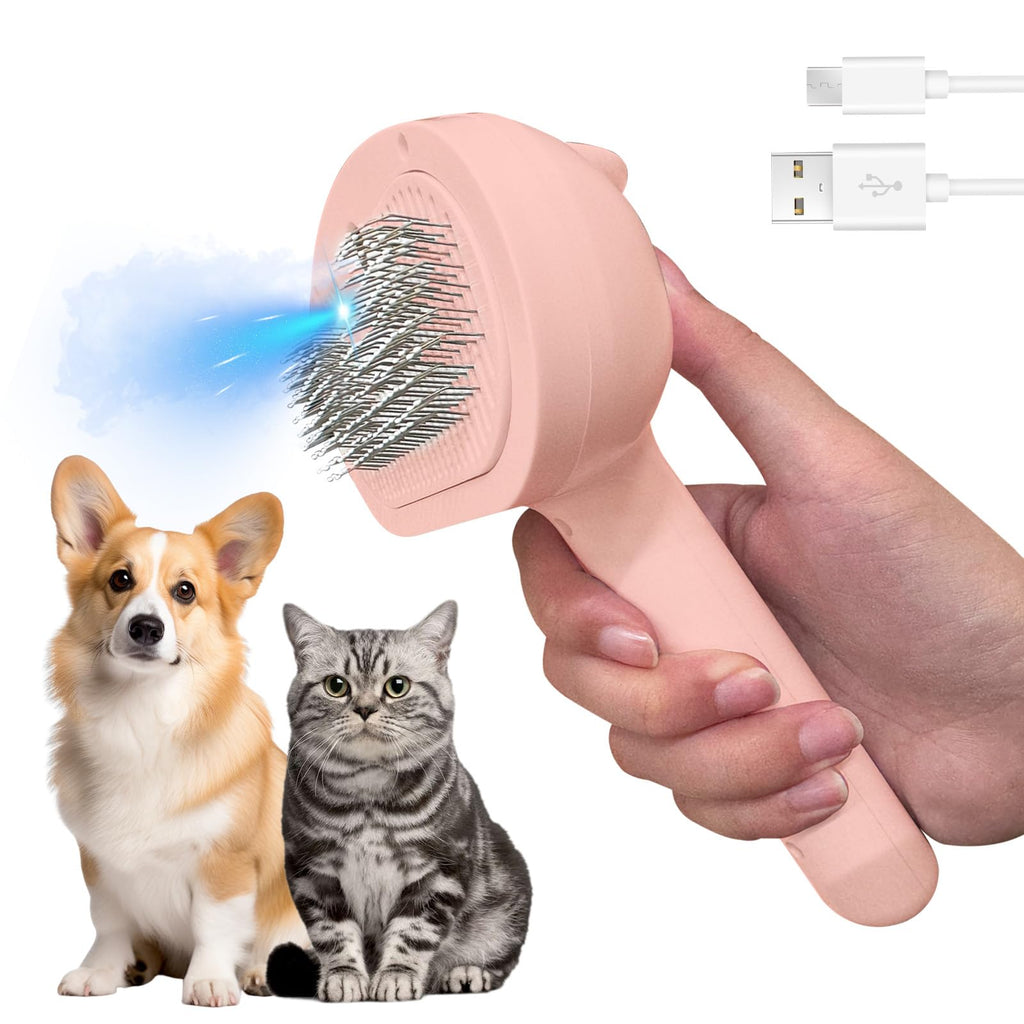 LALAKATS Cat Brush for Shedding Cat Steam Brush for Shedding Dog Brush for Shedding Cat Brushes for Indoor Cats Pet Steam Brush Pink