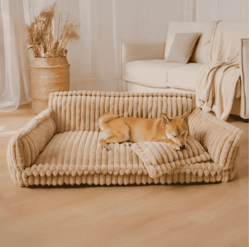 Plush Corduroy Pet Sofa Bed ? Dog & Cat Lounger