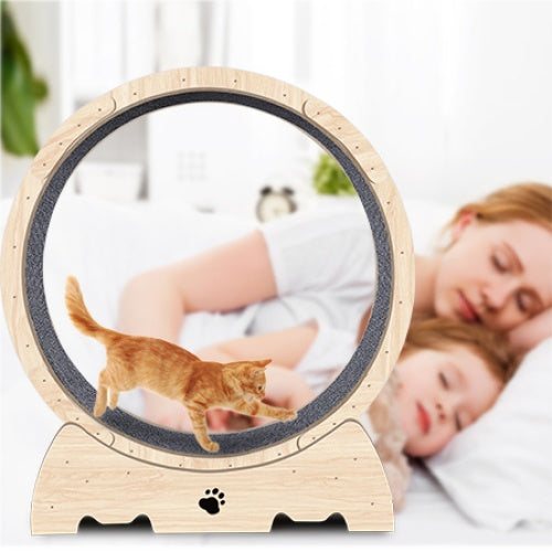 Natural Wood Cat Exercise Wheel with Silent Roller & Safety Lock – view 5