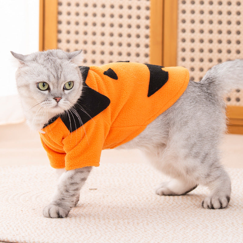 Fleece-Lined Pet Costume, Halloween Pumpkin Design – view 3