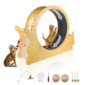 Cat Exercise Wheel with Scratching Post & Teaser Toy