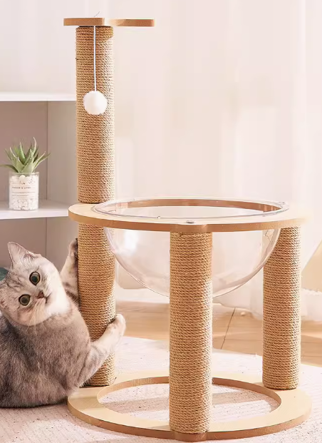 Dual Cat Scratcher with Integrated Space Capsule (One Item)