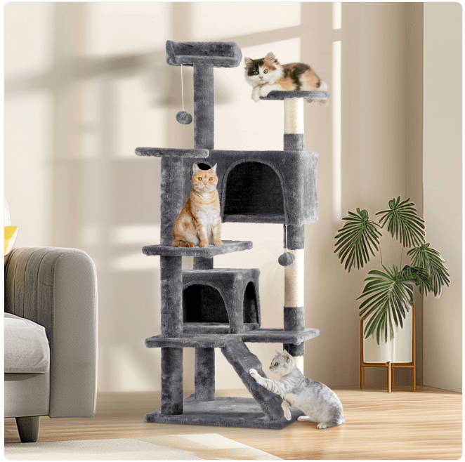 Multi-Level Cat Tree & Activity Tower – Dark Grey - The Honest Habitat